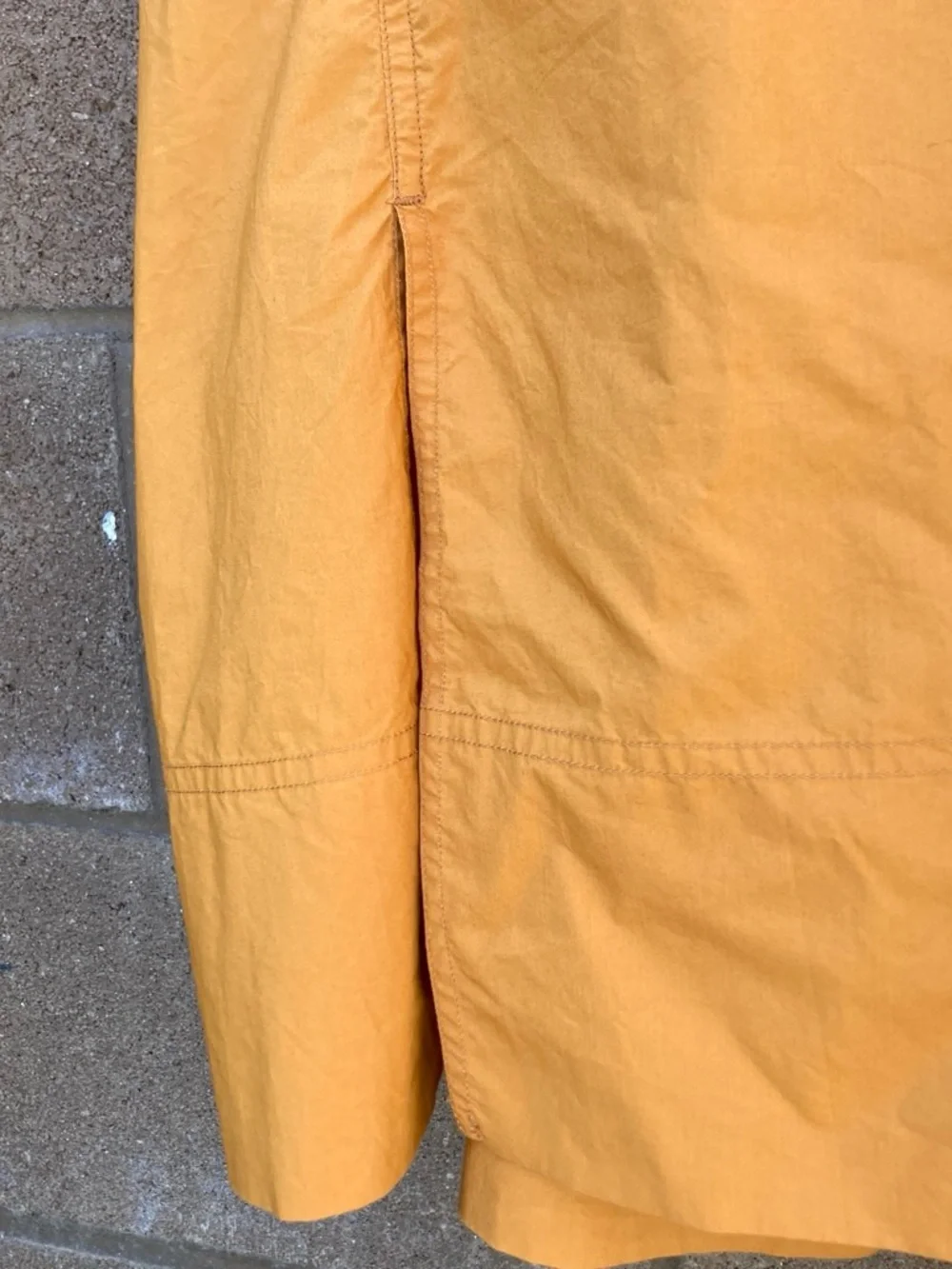 Uniqlo U V-Neck Button-Front Dress in Mustard Orange